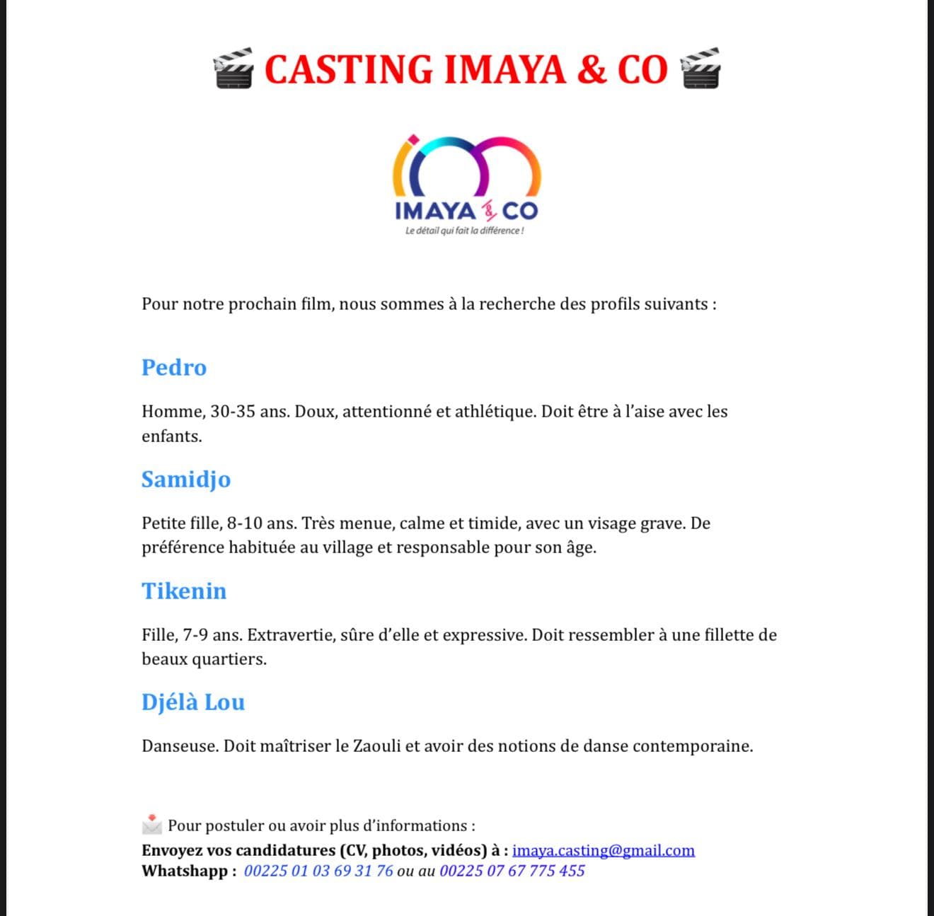 CASTING IMAYA & CO